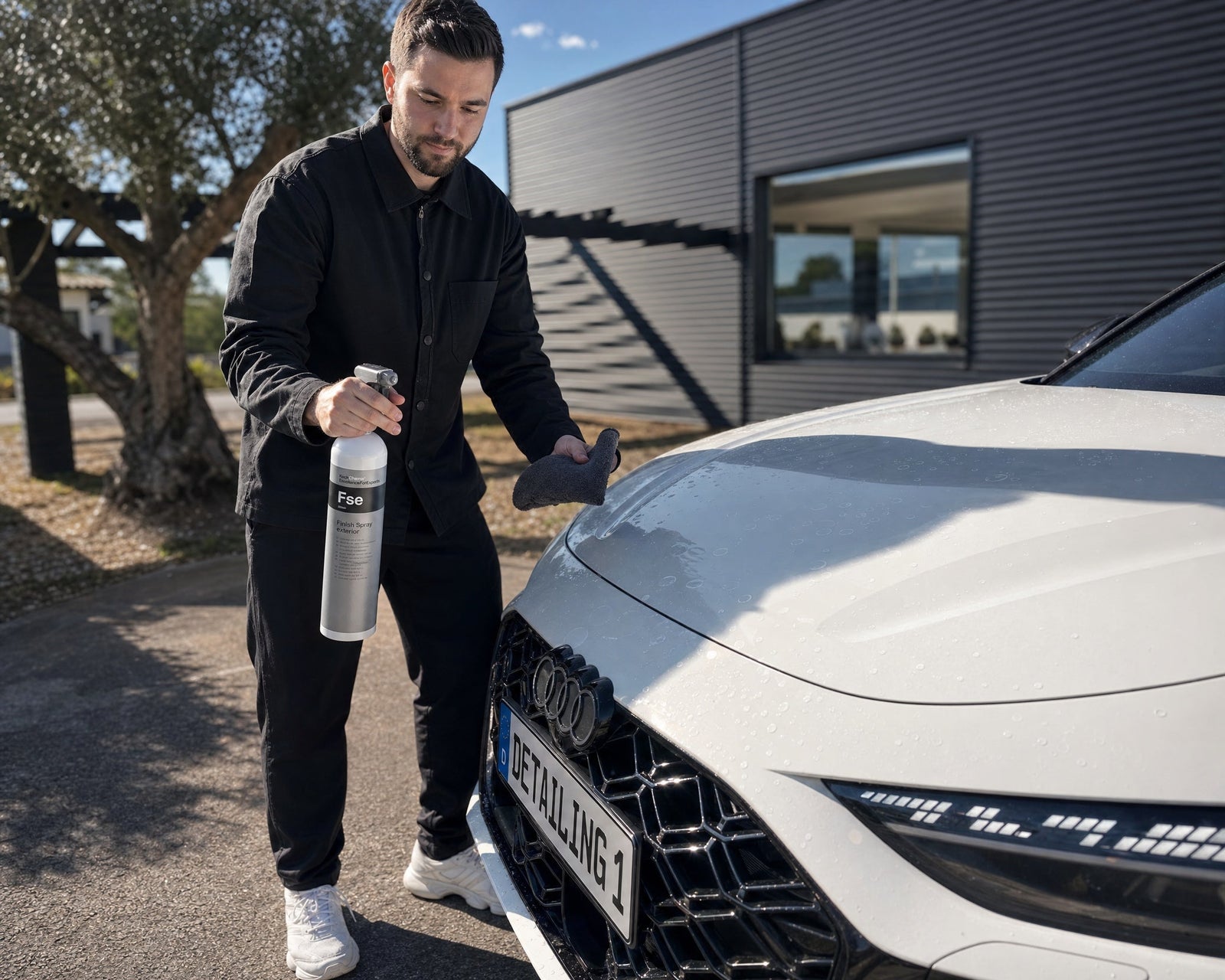 Detailing1 Koch-Chemie FSE Quick Detailer — Wasserflecken auf weißem Audi RS 5 im Sommer