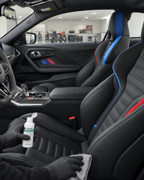 COLOURLOCK Leather Shield applied thinly — shown in the article “What a car leather sealant protects and what it doesn't”