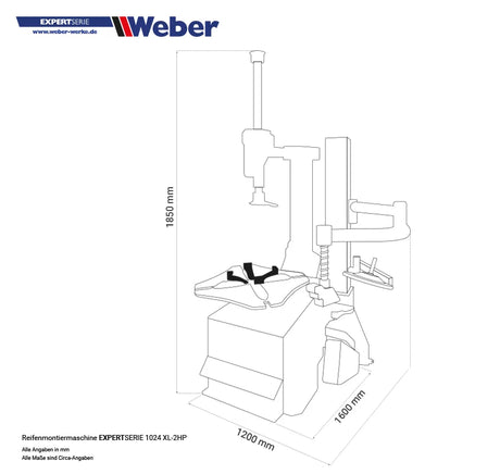 "1024-XL-2HP" Reifenmontiermaschine (Weber-Expert-Serie)